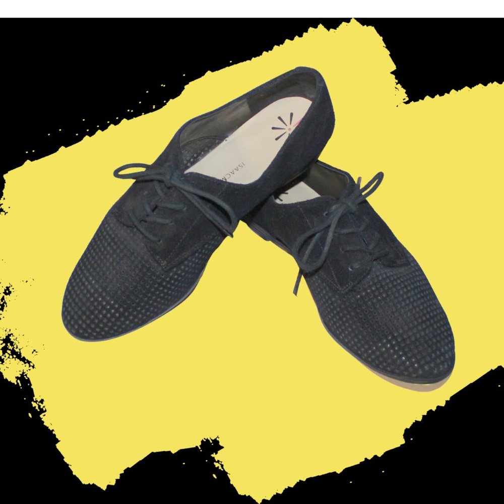 Isaac Mizrahi / Womans Black Suede Oxford Shoes / Size 8 1/2 Medium